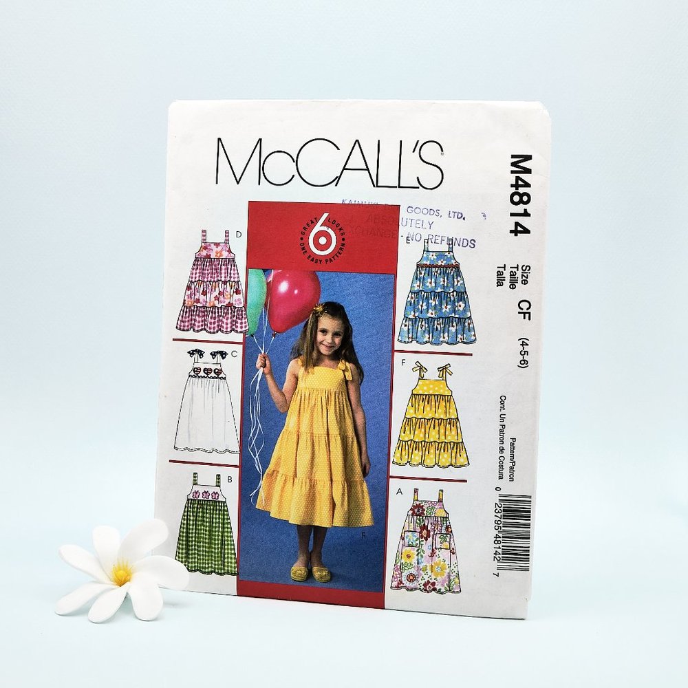 MCCALLS M4814 Vintage Sewing Pattern, Sizes C-F (4-5-6)